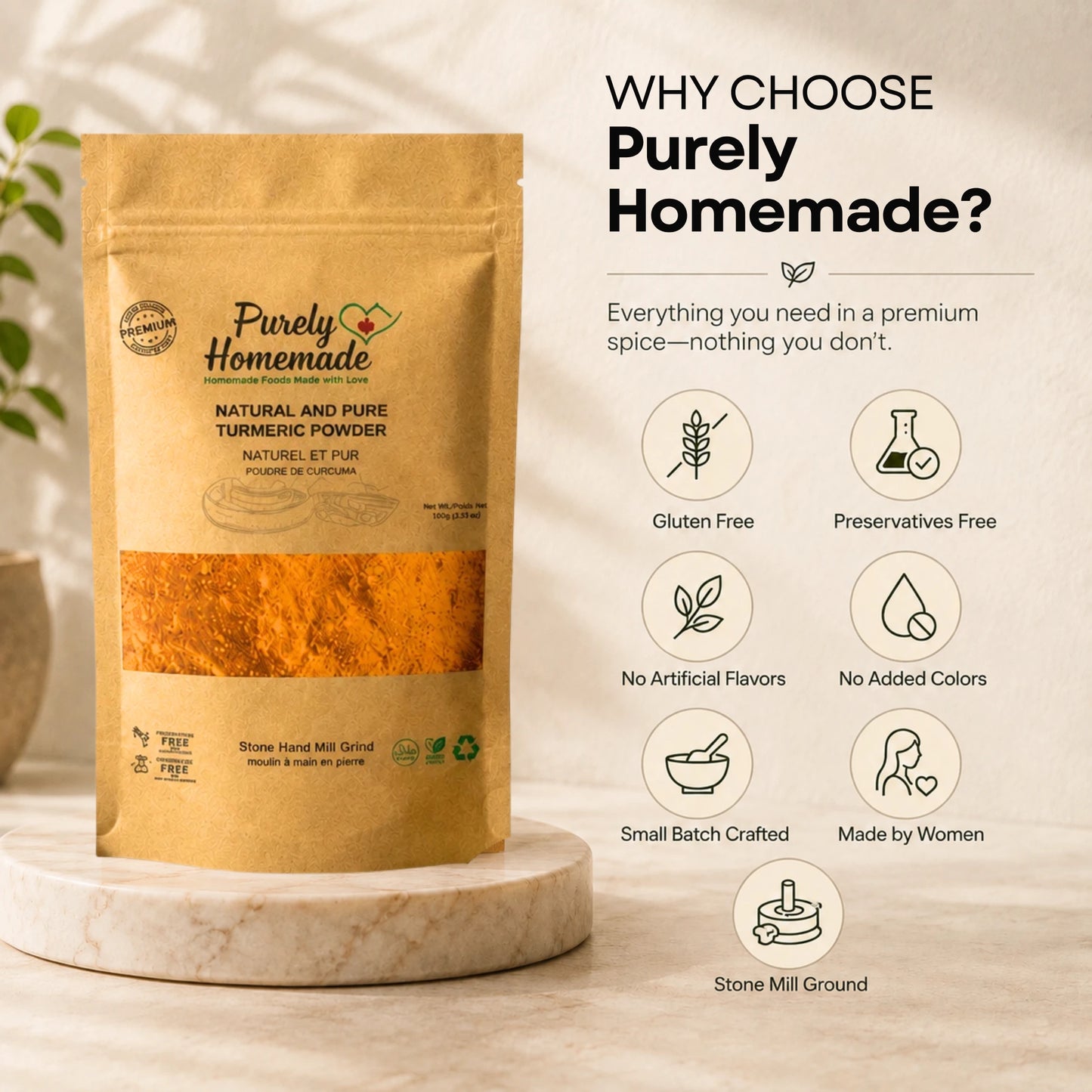 Natural and Pure Turmeric Powder (100 Gm)