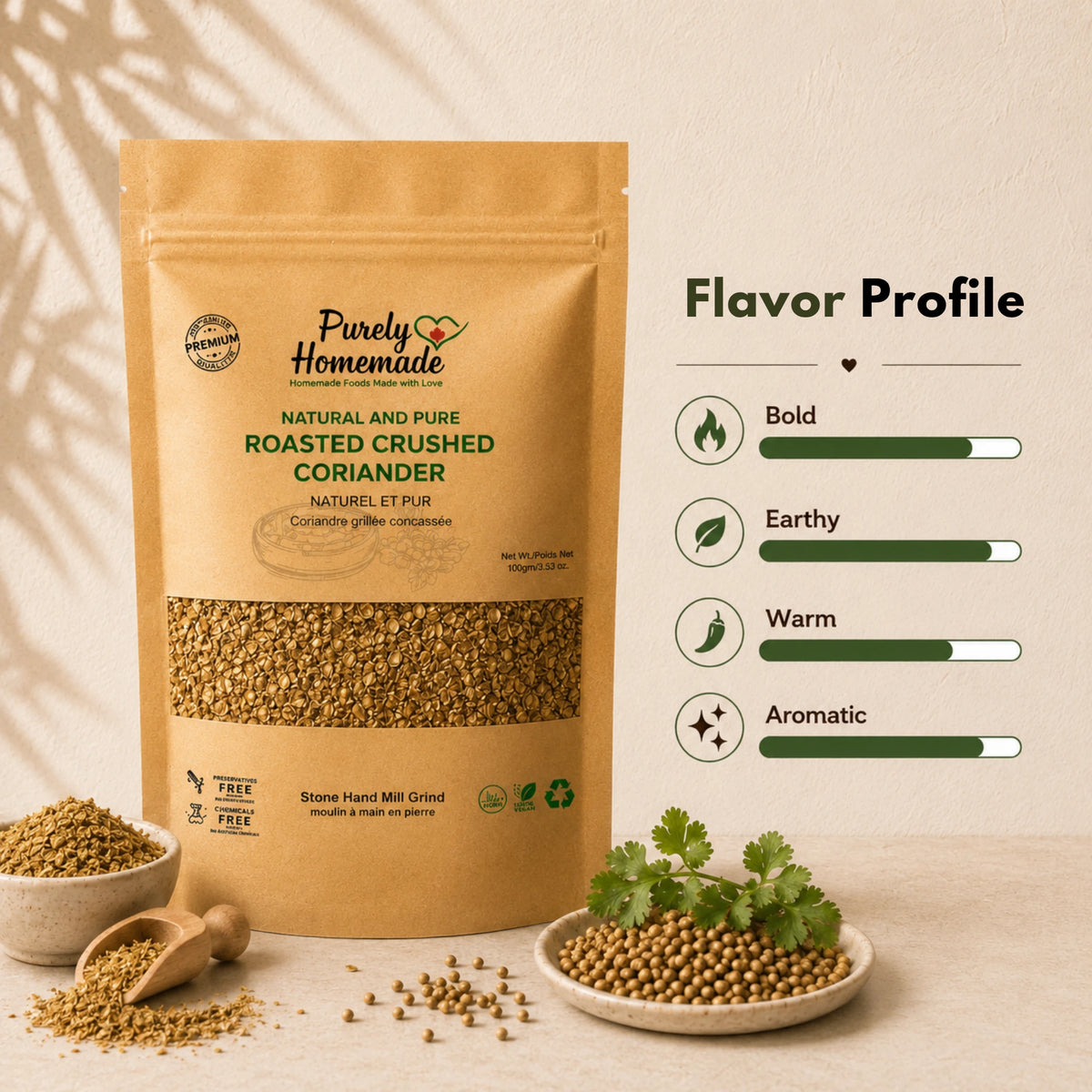 Natural and Pure Roasted Crushed Coriander (100 Gm)