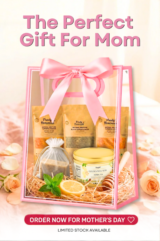 Mother’s day gift bag with handmade spices herbal tea and natural soap – perfect gift for mom