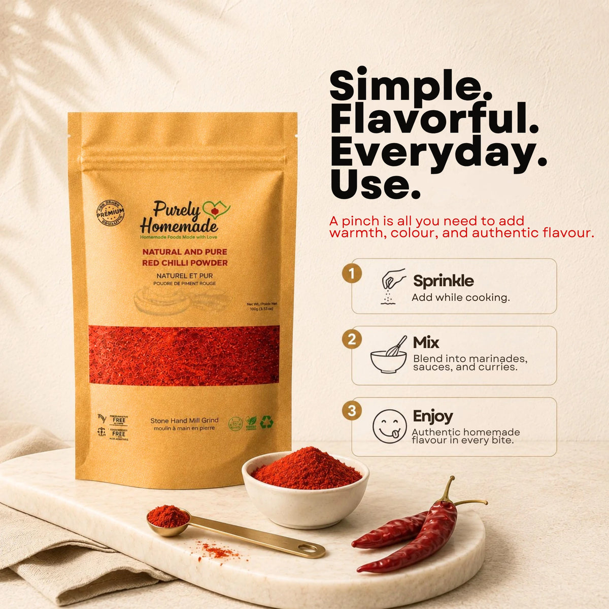 Natural and Pure Red Chilli Powder (100 Gm)