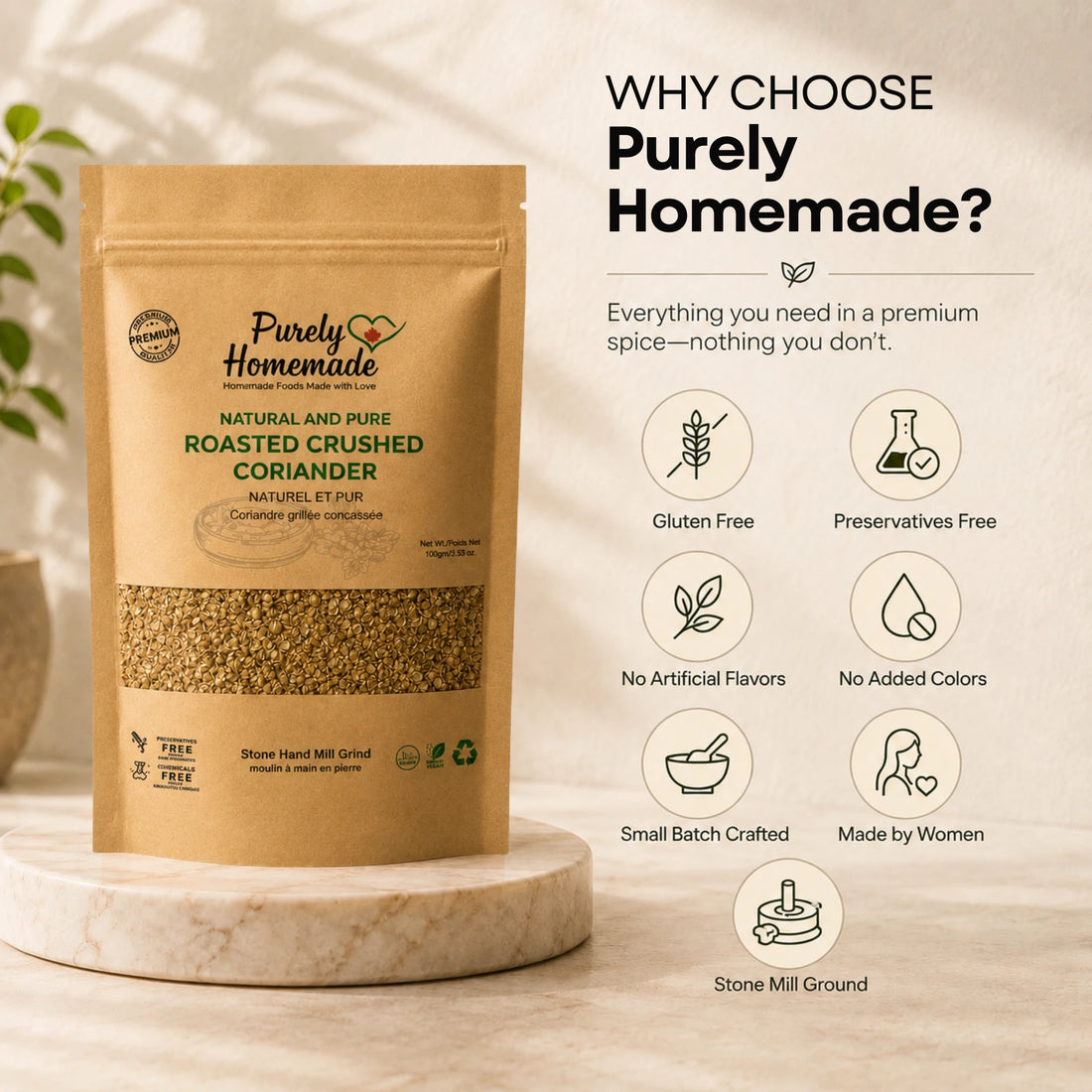 Natural and Pure  Roasted Crushed Coriander (100 Gm)