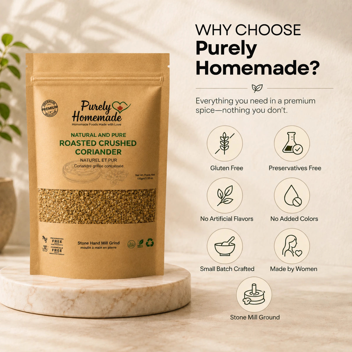 Natural and Pure  Roasted Crushed Coriander (100 Gm)